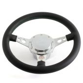 Paddy Hopkirk Classic Mini Black Steering Wheel - With Horn - Green Stitching