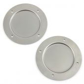 SMB106 Mini fresh air vent blanking plates, manufactured from mild steel approximately 4.25" diameter.