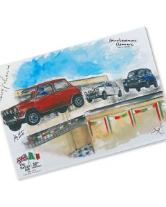 Italian Job 50th Anniversary Flying Minis Print by ArtbyBex