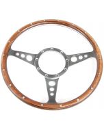 13" Moto-Lita Dished Woodrim Steering Wheel with Polished Spokes