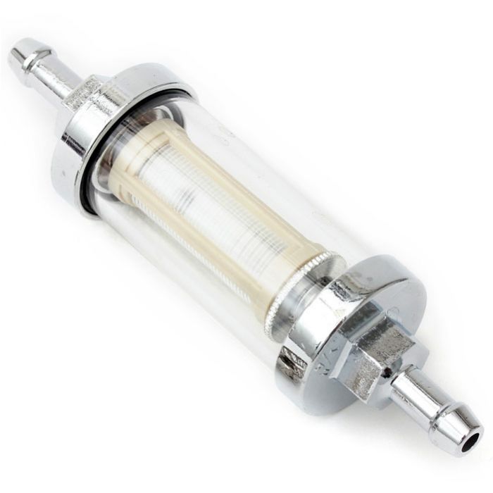 Inline high flow glass fuel filter for classic Mini