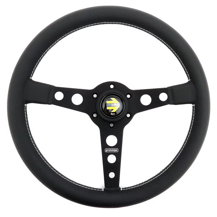 MOMO Prototipo Dished steering wheel - Black with Black Spokes - 350mm