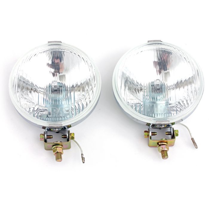 S6078 Chrome Wipac Fog Lamps with Protective Covers. Perfect for Classic Minis.